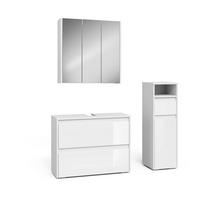 BADMÖBEL-SET Majest Weiß/Weiß Hochglanz 3 Teile - Weiß Hochglanz, Holzwerkstoff (30.2/96.3/30cm) - Vicco