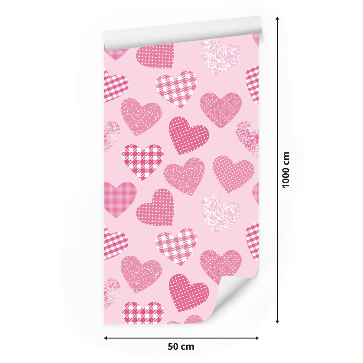 VLIESTAPETE Gemusterte Herzen – Rosa – 50x1000 cm - Rosa, Papier (50/1000cm) - Muralo
