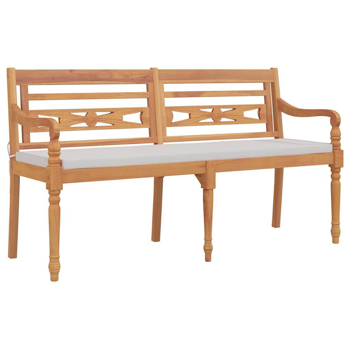 BATAVIA-BANK Mit Kissen 150 Cm Massivholz Teak - Braun, Holz (51.5/84/150cm) - vidaXL