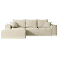 ECKSOFA mit Schlaffunktion und Bettkasten SERRA-L-S - 266x161x87 cm Beige Bouclé - Beige/Schwarz, Holzwerkstoff/Kunststoff (266/161cm) - ALTDECOR