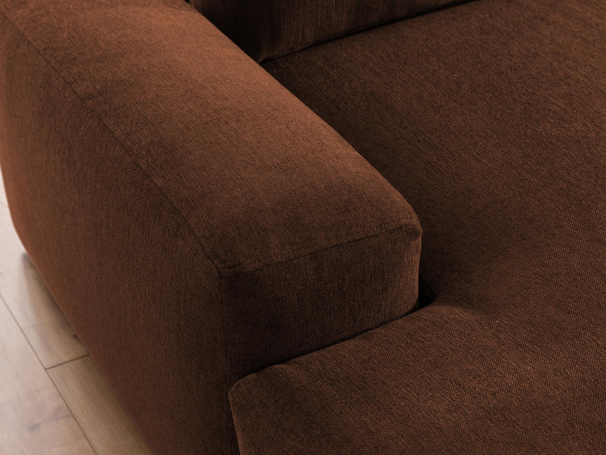 ECKSOFA Lennon aus Braun Strukturstoff mit Schlaffunktion und Bettkasten - Schwarz/Braun, Holz/Kunststoff (137/264cm) - S-Style