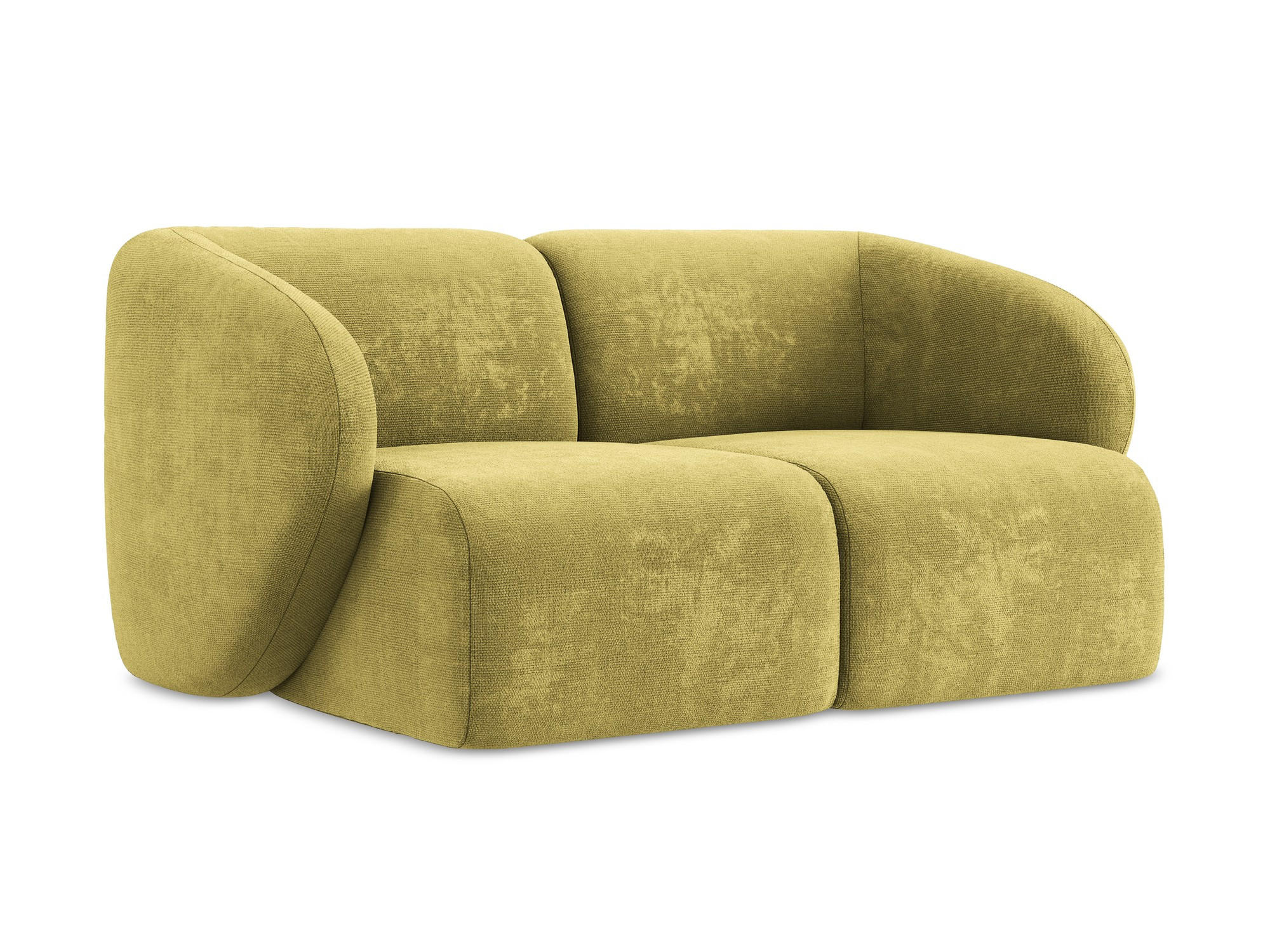 2-SITZER-SOFA Chenille Stoff Grün - Limette/Schwarz, Holzwerkstoff/Kunststoff (174/75/94cm) - Makamii