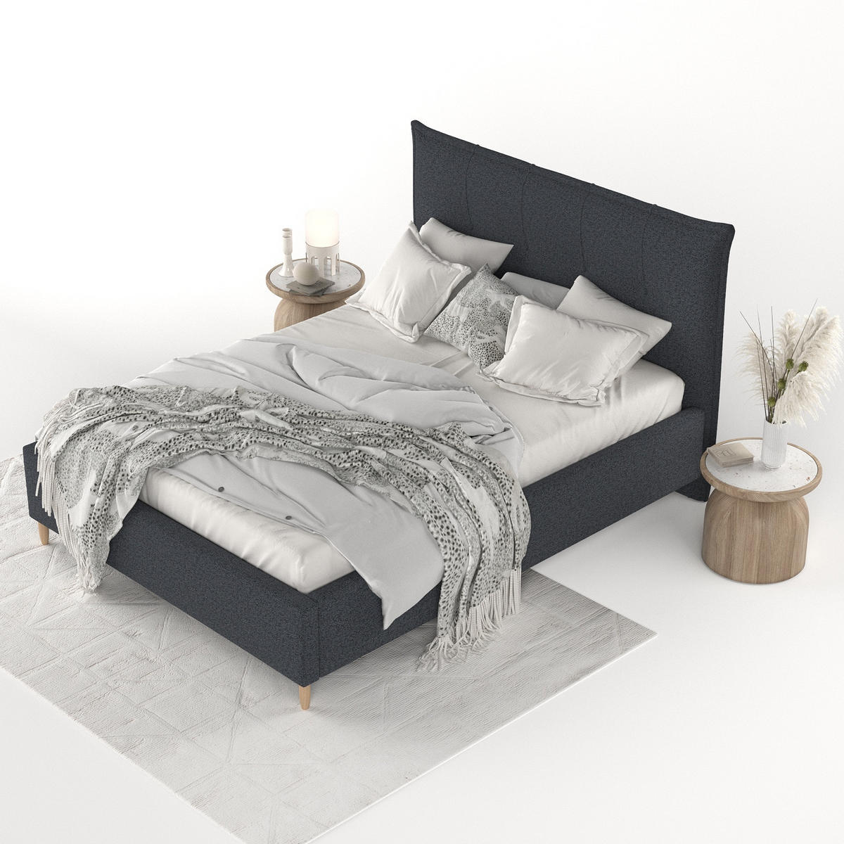 POLSTERBETT Plaza 120/200 cm Anthrazit im Riva Stoff - Anthrazit/Naturfarben, Holz/Holzwerkstoff (120/200cm) - AltaBeds