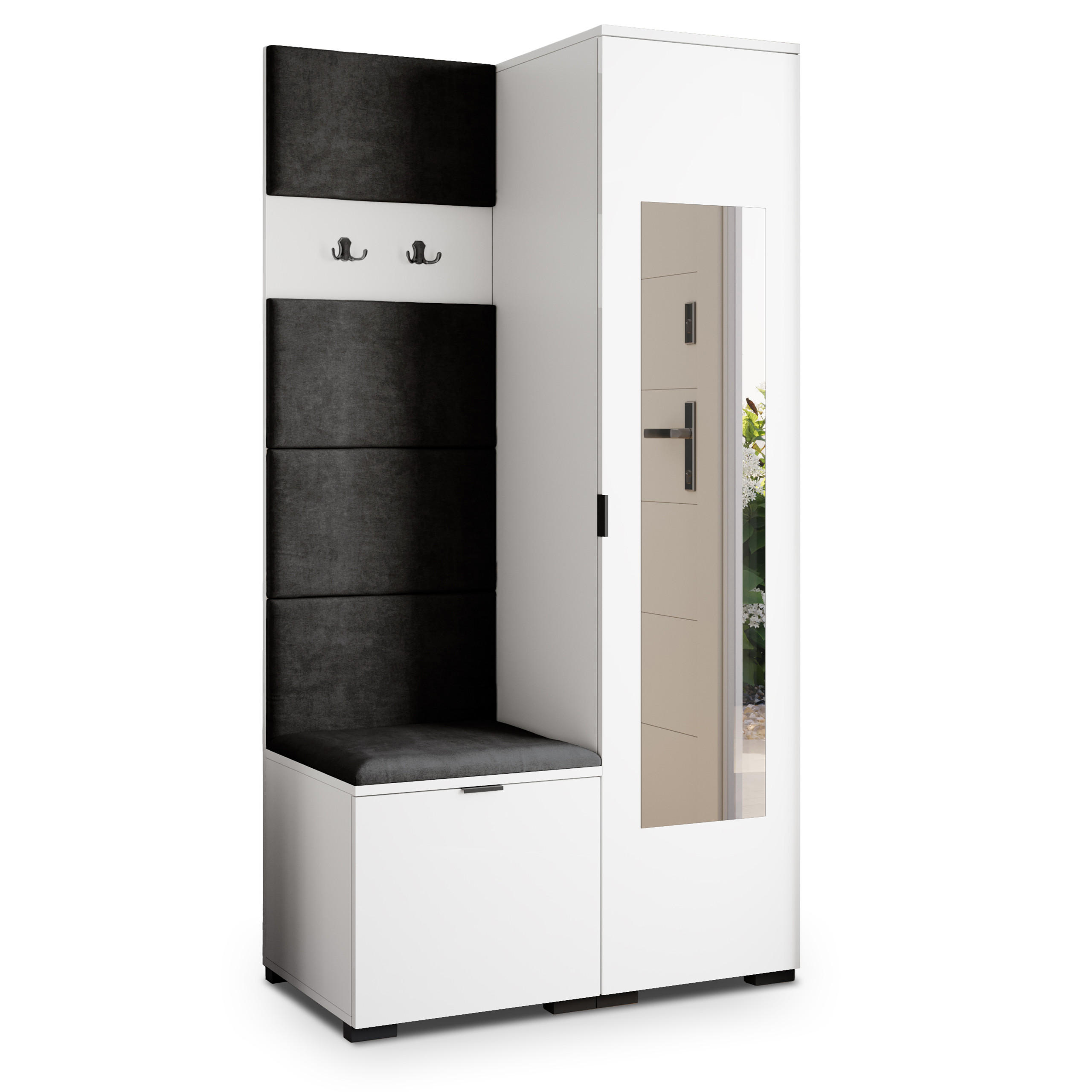MASSENO GARDEROBENSCHRANK Weiß, Schwarz 95cm × 51cm × 181cm