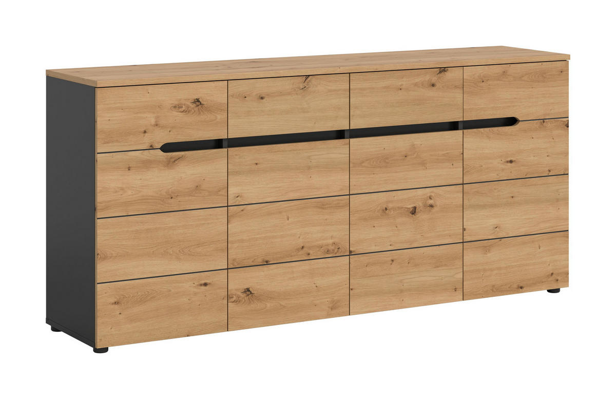 KOMMODE CANU (B/H/T: ca. 173/81/41 cm) in Basalt grau/Artisan Nachbildung - Grau, Holzwerkstoff (173/81/41cm)