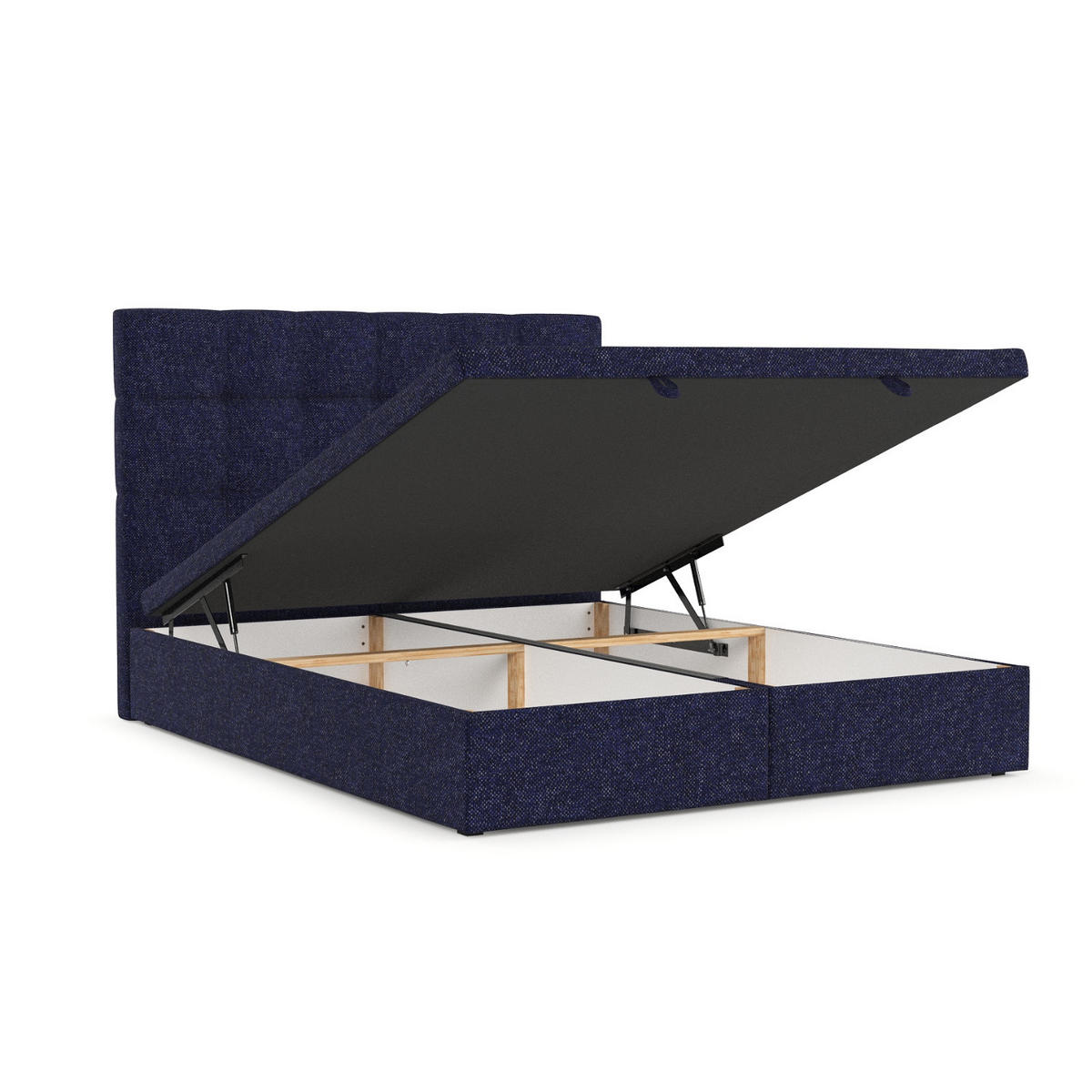 POLSTERBETT Guam mit Stauraum 160/200 cm Marineblau im Alta Stoff - Schwarz/Dunkelblau, Holz/Holzwerkstoff (160/200cm) - AltaBeds