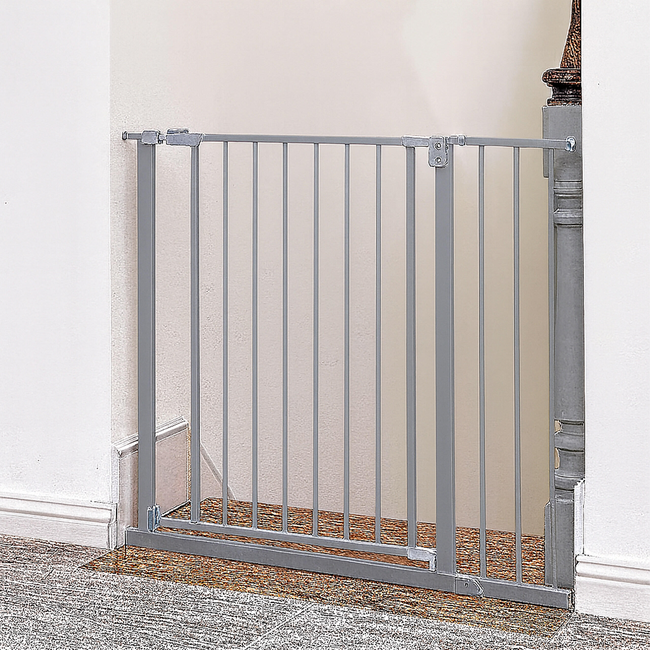 TREPPENSCHUTZGITTER - Grau, Kunststoff/Metall (100/1cm) - Relaxdays