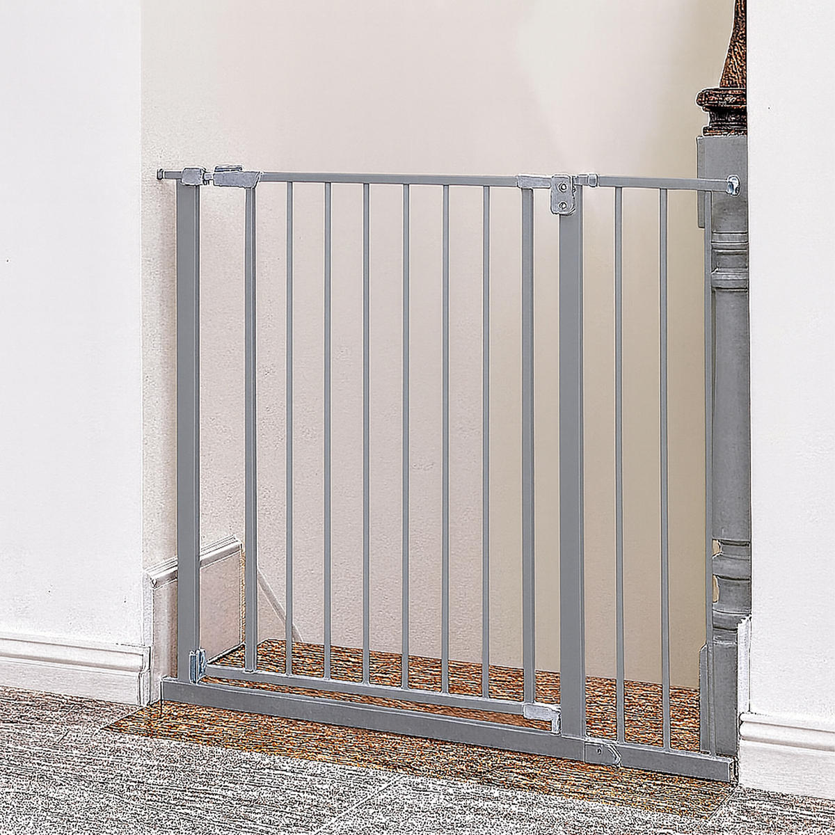 TREPPENSCHUTZGITTER - Grau, Kunststoff/Metall (100/1cm) - Relaxdays