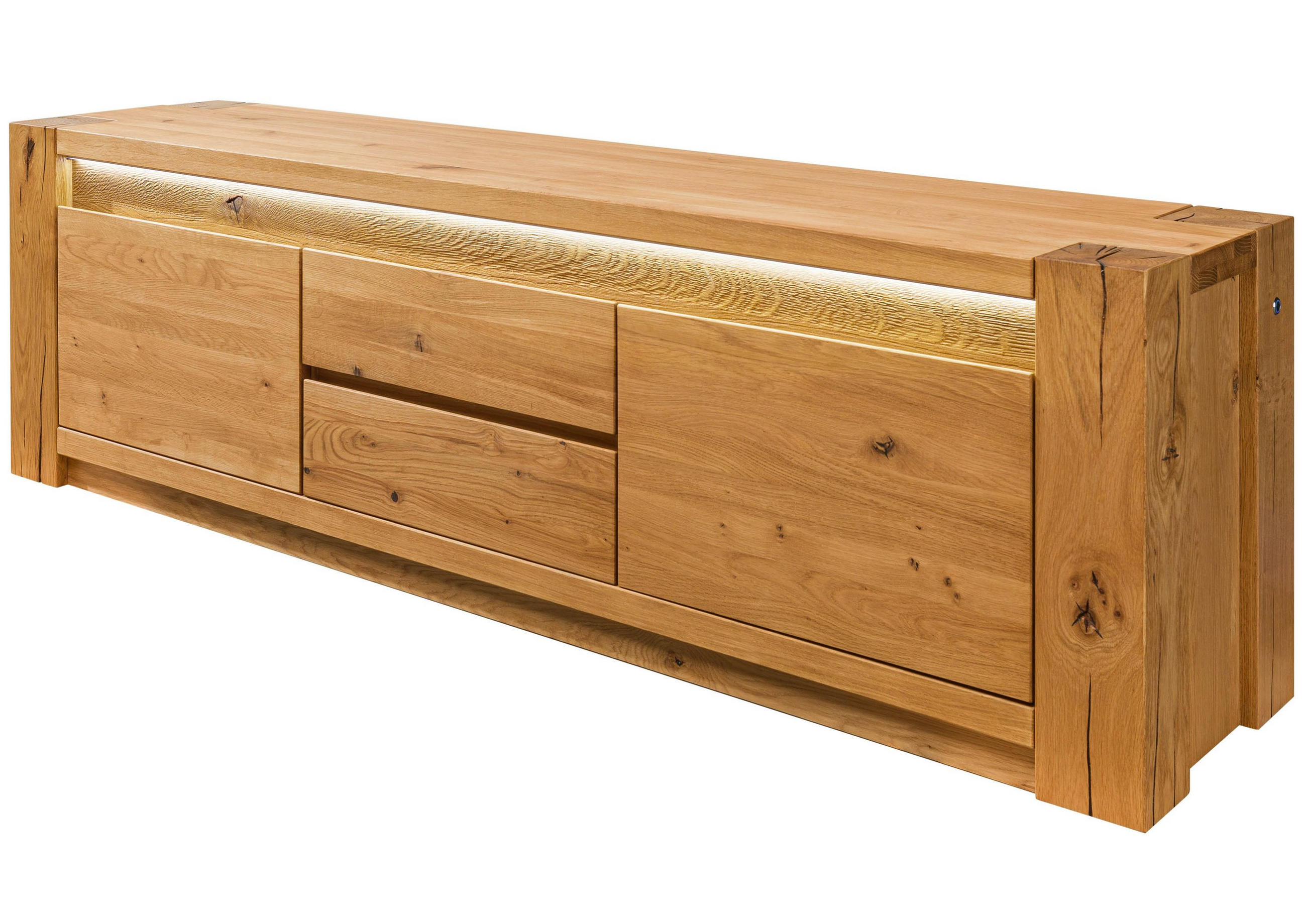 TV-BOARD Wildeiche 173x40x53 braun geölt KENT #310 - Braun, Holz (173/53/40cm) - Massivmoebel24