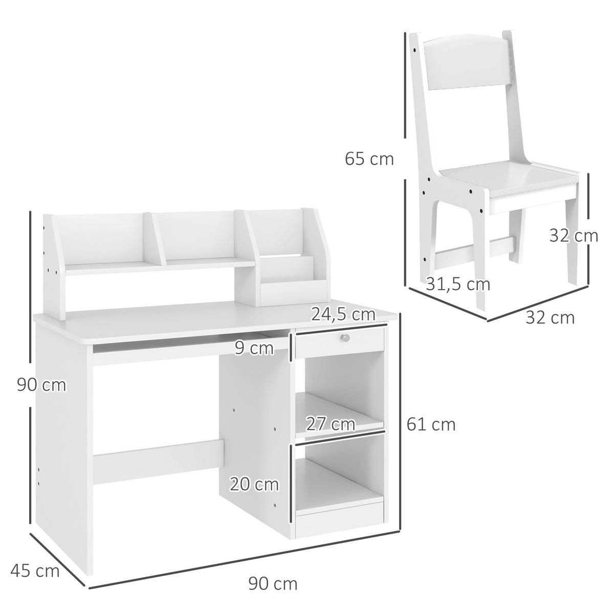 SCHREIBTISCH-SET DE-17508 Weiß - Weiß, Holzwerkstoff (90/90/45cm) - ComfortXL