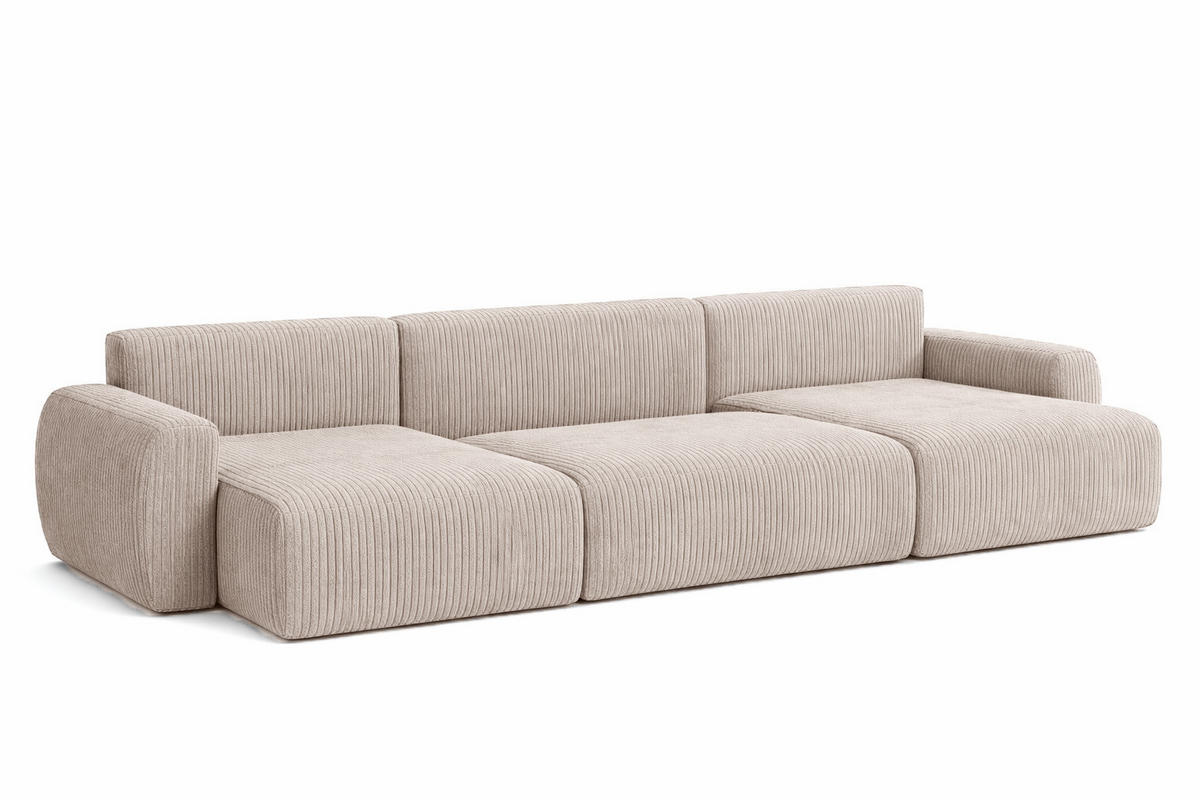 ECKSOFA Mit Schlaffunktion Und Bettkasten U-Form Ariel U, Cordstoff Poso, Dunkelbeige - Beige, Holz (342/142cm) - Kaiser Möbel