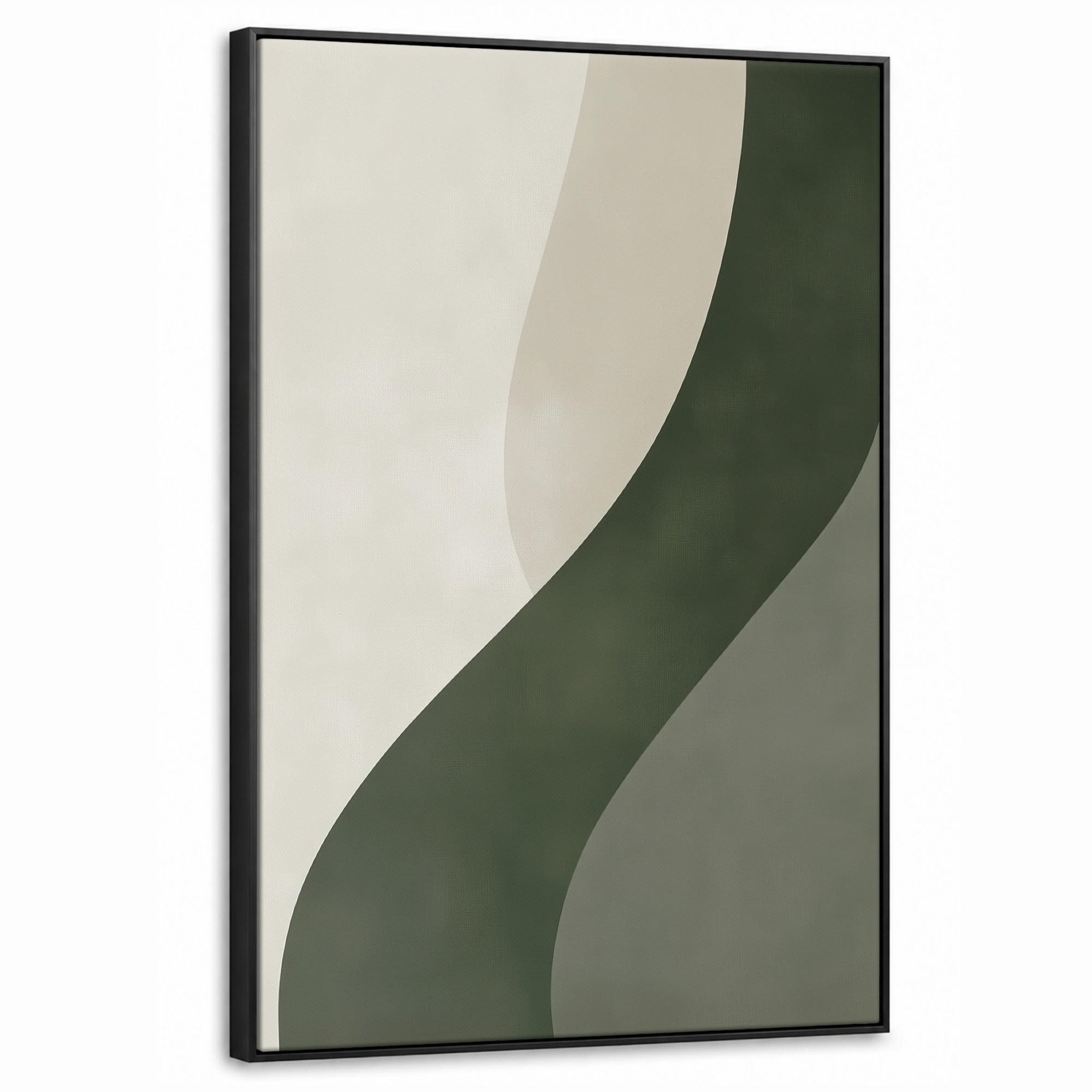 LEINWAND Bilder mit Rahmen - Japandi - Grün - Abstrakt - Modern - 60x90 - Salbeigrün, Textil (60/90cm) - MuchoWow
