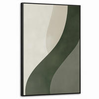 LEINWAND Bilder mit Rahmen - Japandi - Grün - Abstrakt - Modern - 60x90 - Salbeigrün, Textil (60/90cm) - MuchoWow
