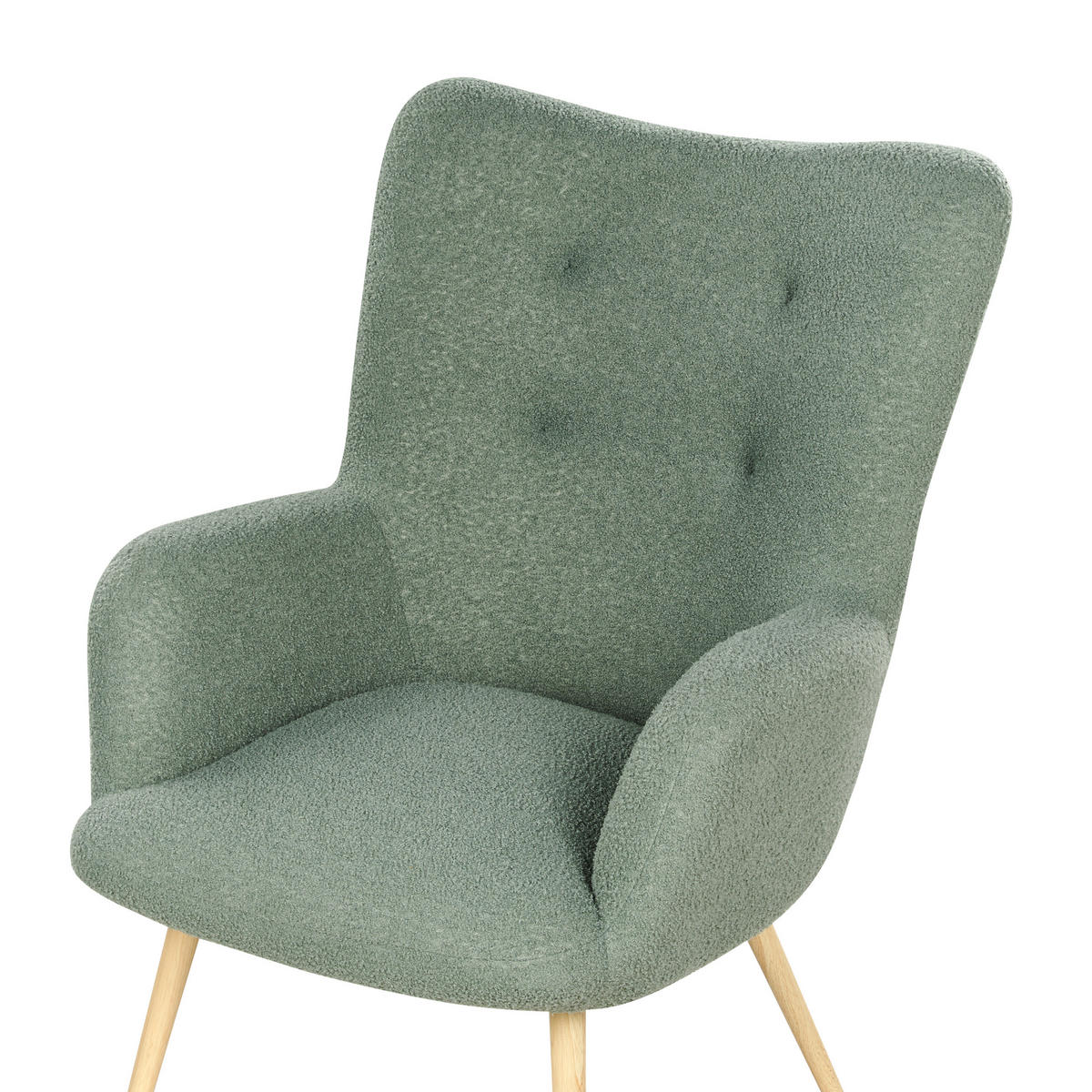 SESSEL Bouclé hellgrün mit Hocker Vejle - Hellbraun/Grün, Textil (67/95/52cm) - Beliani
