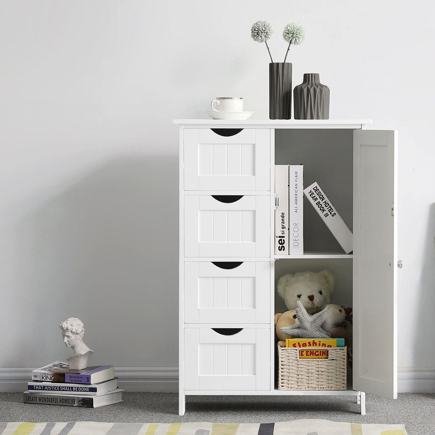 SIDEBOARD - Weiß, Holzwerkstoff (81/30/55cm) - Hansiro