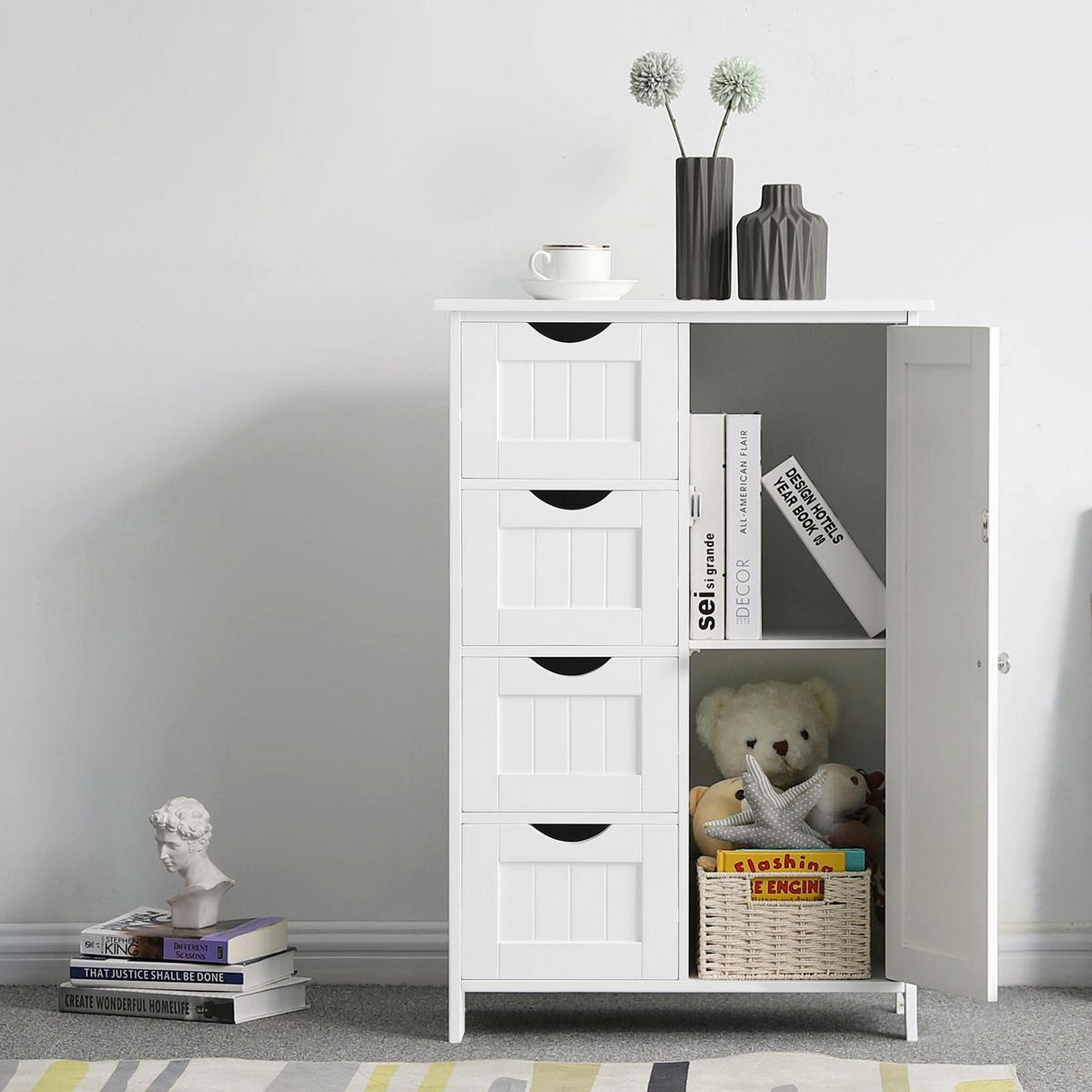 SIDEBOARD - Weiß, Holzwerkstoff (81/30/55cm) - Hansiro