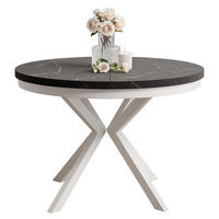 AUSZIEHTISCH MILTON 120-196/76 cm mit Metallgestell, Weiß / Grigia Pietra - Weiß/Grau, Holzwerkstoff/Metall (120/120/76cm) - Idohome