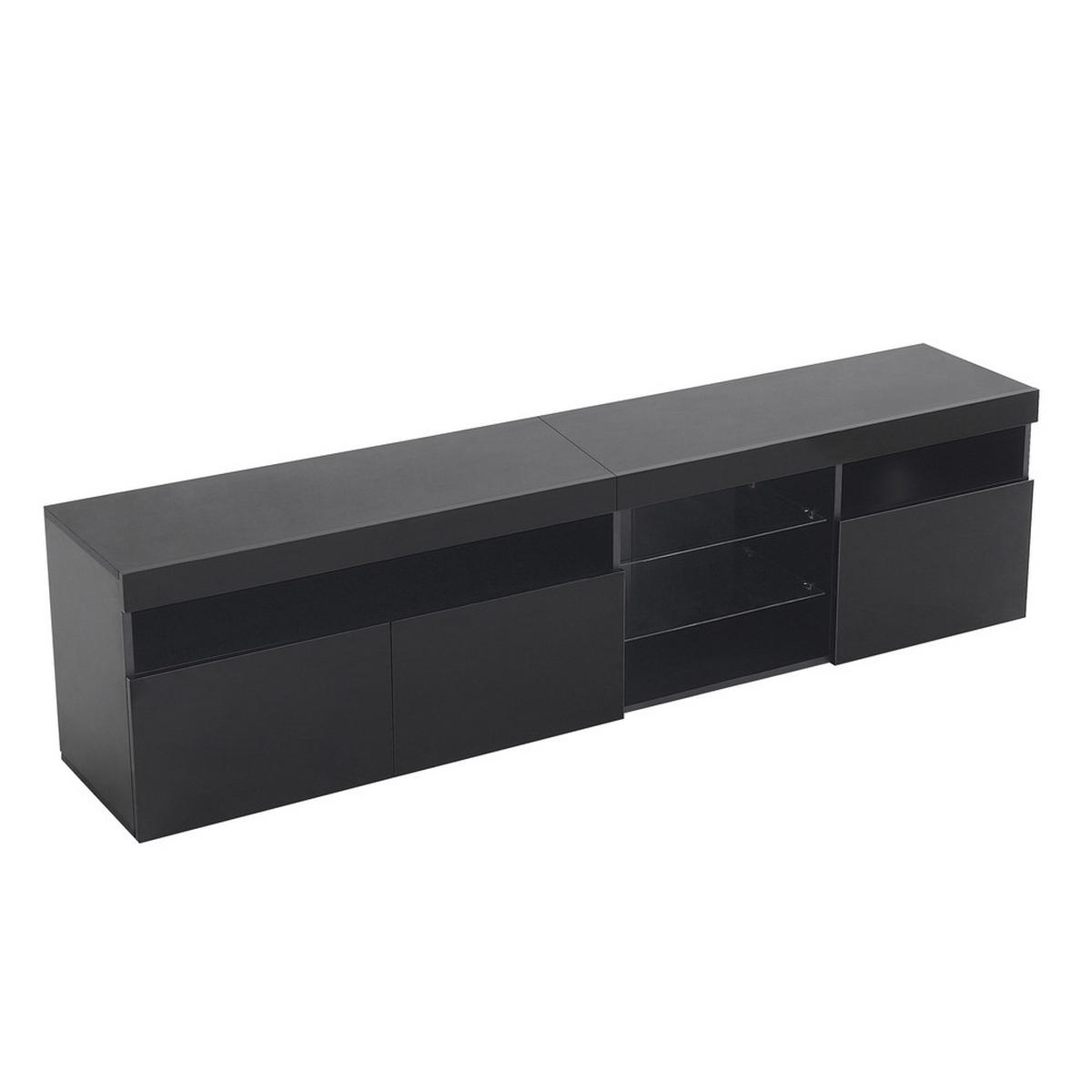 TV-SCHRANK 180cm Modern Schwarz LED-Beleuchtung helles Panel - Schwarz, Holz (44.88/20.75/65.51cm) - FLIEKS