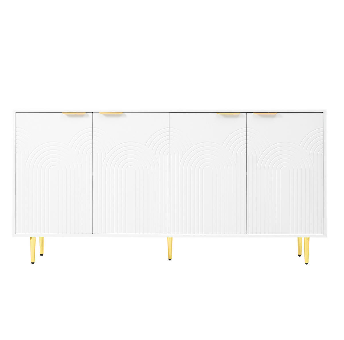 SIDEBOARD aus MDF und Spanplatte 160x40x80 cm Weiß mit 4 Türen und verstellbaren Einlegeböden - Weiß, Holzwerkstoff (160/80/40cm) - IVMEU
