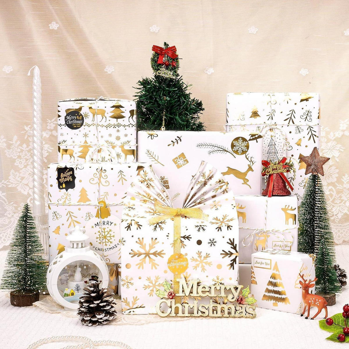 GESCHENKPAPIER Set 6 Bögen Metallic Gold 70 x 50 cm - Goldfarben, Papier (50/1.5/70cm)