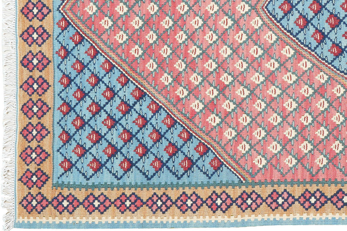 HANDWEBTEPPICH Senneh Kelim Blau 153/100 cm Schurwolle - Blau, Textil (100/153cm) - Looma