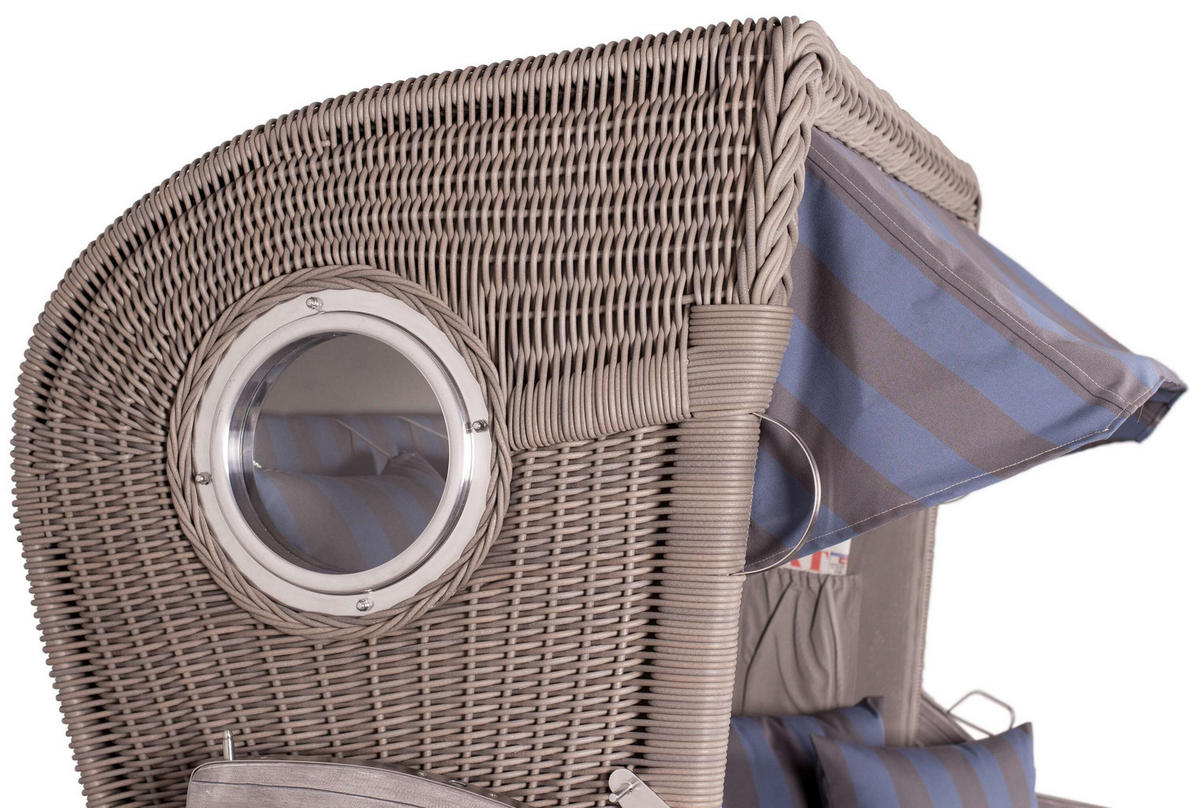 STRANDKORB Düne Koboo Grau Bullaugen - Blaugrau/Braun, Metall (125/170/80cm) - Mr. Deko