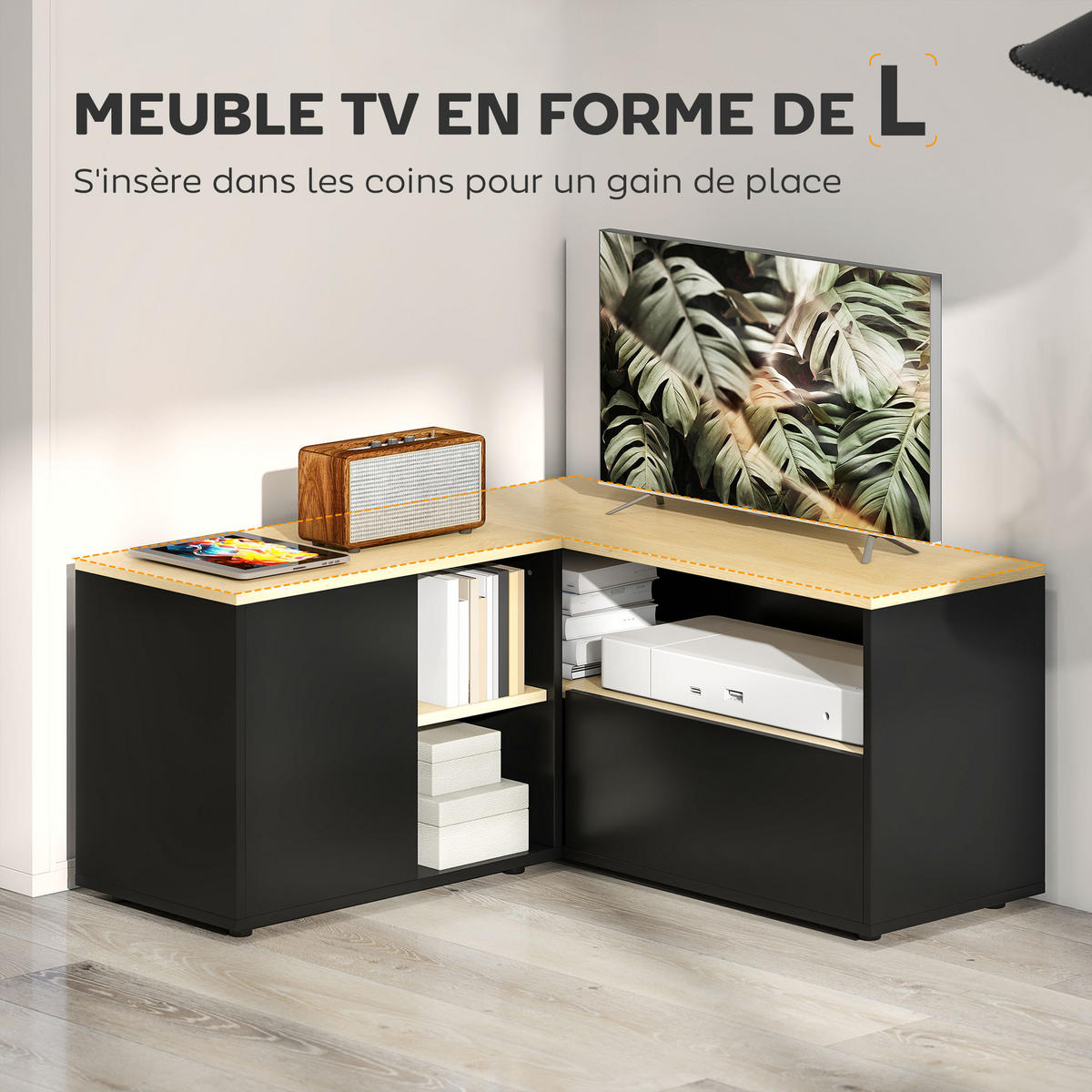 TV-MÖBEL Schwarz 1 Stück - Schwarz, Holzwerkstoff (90/45/90cm) - GiPP