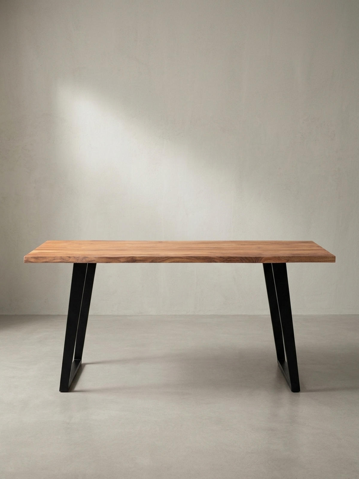 ESSTISCH Massivholz Baumkante Metall U-Gestell Handgefertigt ATOLL, Goldbraun-Schwarz 180x90x76 cm - Schwarz/Braun, Holz/Metall (90/180/76cm) - KADIMA DESIGN