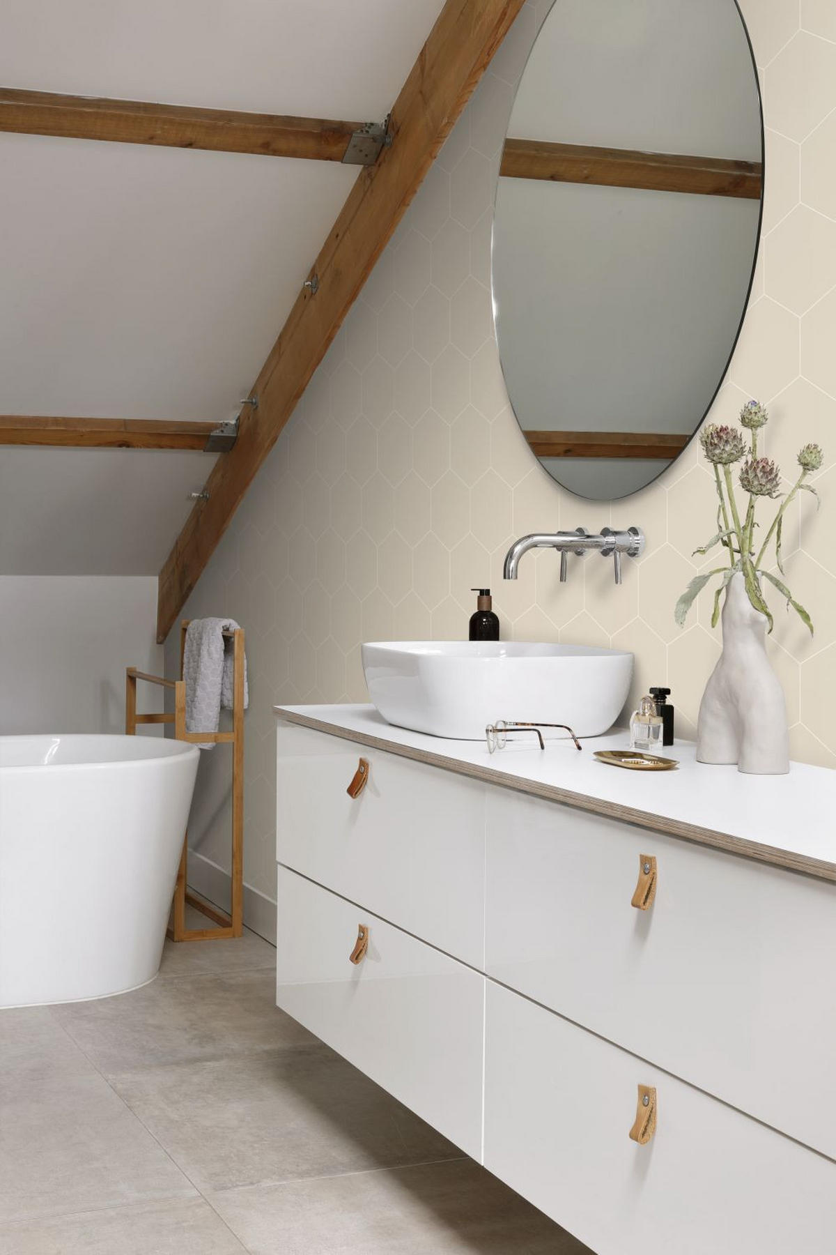 TAPETE Wabenmuster 53 cm x 10.05 m - Beige, Papier (53/1000cm) - ESTAhome