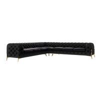 ECKSOFA Chesterfield Lexi Schwarz Samt - Goldfarben/Schwarz, Holz/Textil (323/323cm) - S-Style Möbel