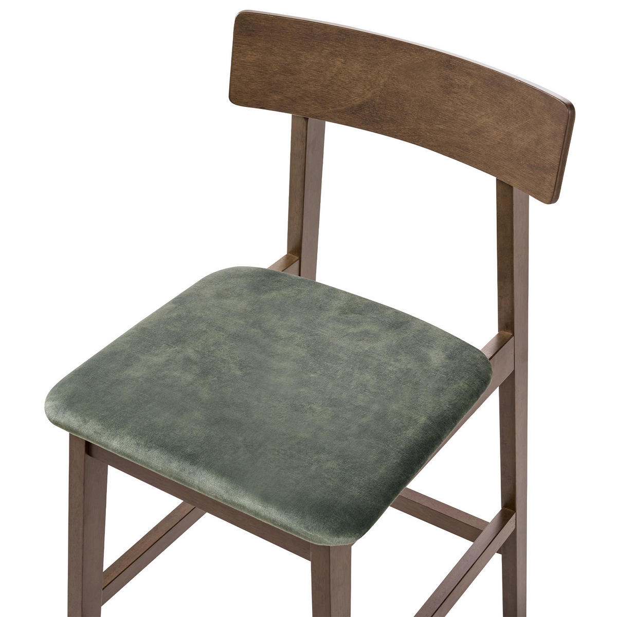 BARSTUHL 2er-Set Holz Dunkelbraun/GrünIsanti - Dunkelbraun, Holz (44/92/54cm) - Beliani