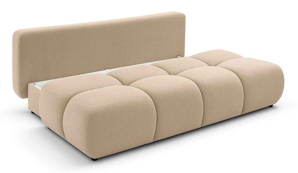 SCHLAFSOFA MILA, Sofa mit Schlaffunktion und Bettkasten, Farbe: Beige, Bouclé-Stoff - Beige, Textil (214/89/104cm) - Sepro Meble