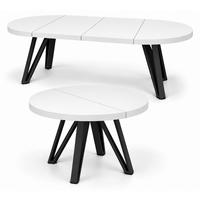 ESSTISCH rund ausziehbar 110/210/76 cm, Weiß, 54 cm Tischplatte + Industrial Metallgestell Schwarz - Schwarz/Weiß, Holzwerkstoff/Metall (110/210/76cm) - Damale Möbel