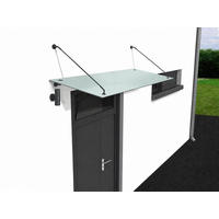 GLASVORDACH 200x90 cm Sicherheitsglas Edelstahl Satiniert Str-RAL7016 - Weiß, Glas (200/1.31/90cm) -  Glaswerk Westfalen