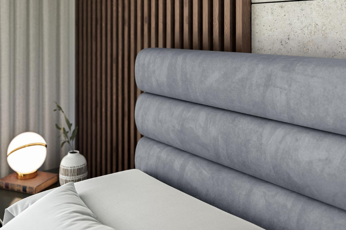 BOXBETT mit Matratze H4 und Lattenrost - CELESTIA - 200x200 cm - H4 - Grau - Grau, Holzwerkstoff (200/200cm) - ALTDECOR