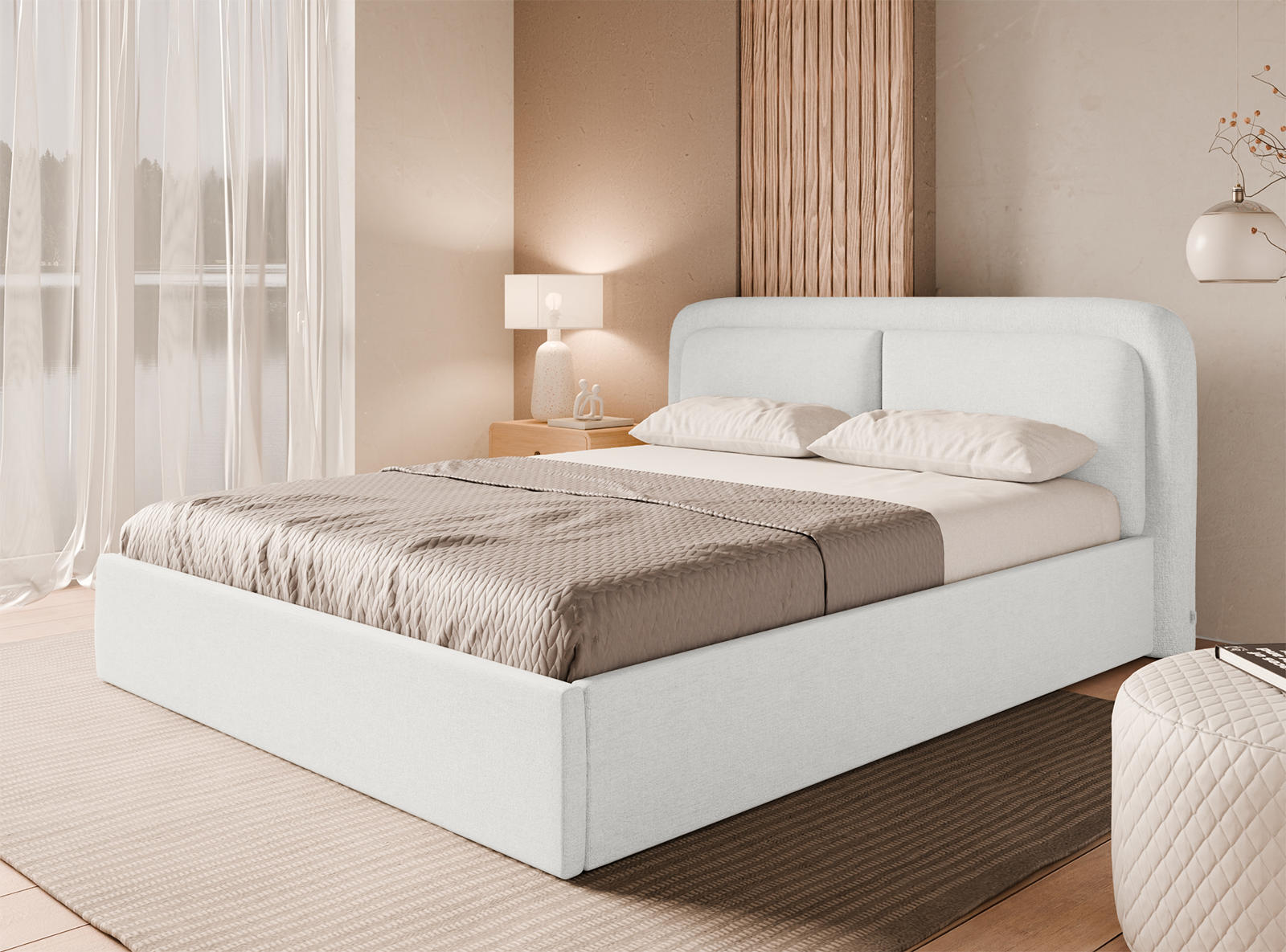 POLSTERBETT Skalo 120x200 cm, Cremeweiß - Creme, Textil (120/200cm) - Fedve
