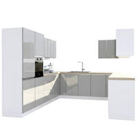 WINKELKÜCHE 320 cm x 280 x 260 cm - Aspen KA17-M320 - in Grau/Hochglanz - Grau, Holz (860/212/58cm)