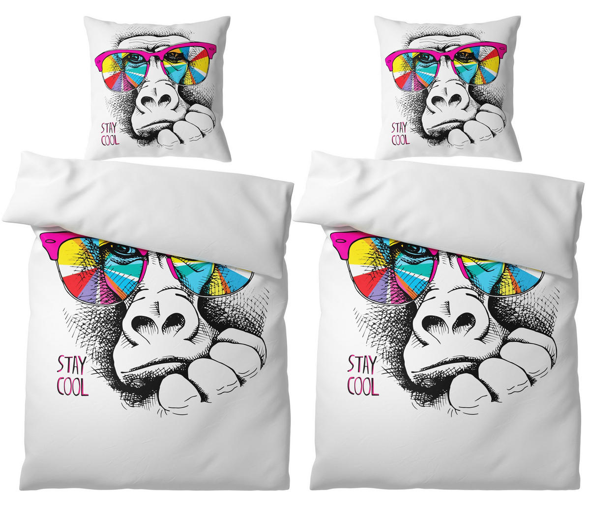 BETTWÄSCHE 4-teilig Stay Cool - Weiß, Naturmaterialien (135/200cm) - Sanilo