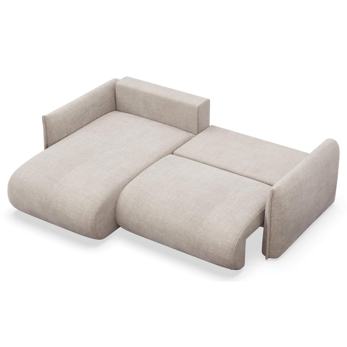 ECKSOFA Cushi Hellbeige-Chenille - Ecru/Schwarz, Kunststoff/Textil (252/183cm) - Selsey