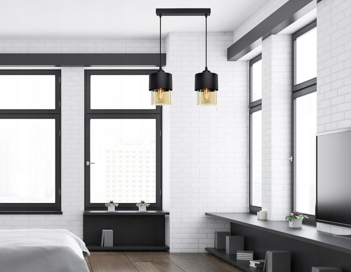 PENDELLEUCHTE Hege - Transparent/Schwarz, Glas/Metall (12/35/80cm) - kiki design