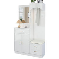 GARDEROBE mit Schuhschrank und Spiegel 110 x 33 x 185,5 cm Weiß - Weiß, Holzwerkstoff (33/185.5/110cm) - Beauniv