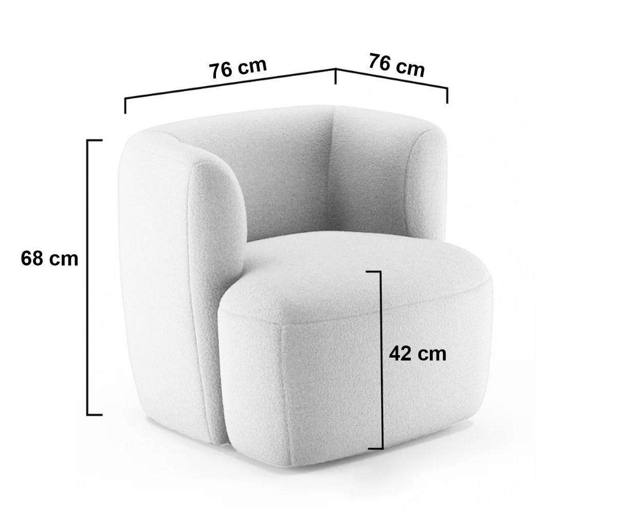 SESSEL MOCHI, Polstersessel Klassisch Loungesessel, Plüsch-Stoff Beige - Beige, Holz/Kunststoff (76/68/76cm) - MASSENO