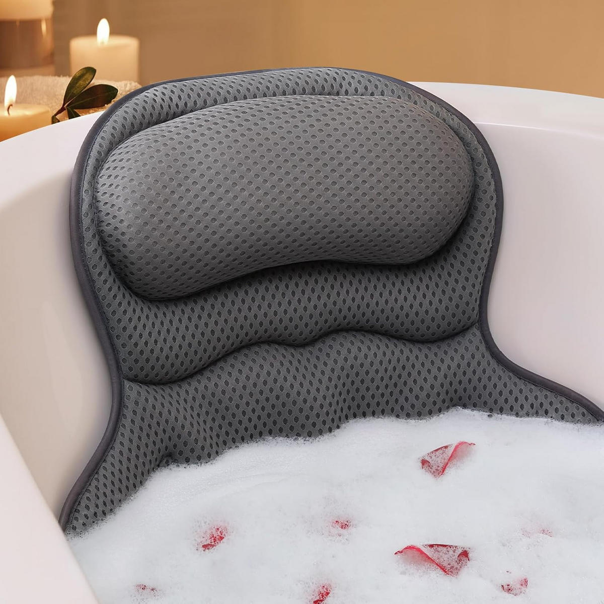 BADEKISSEN – 42 x 46 x 7 cm – Grau - Grau, Textil (42/21cm)