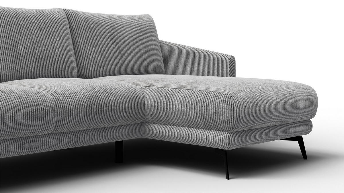 ECKSOFA VILT 3-Sitzer, hellgrau - Hellgrau/Schwarz, Holzwerkstoff/Textil (221/156cm) - Courtois Laville