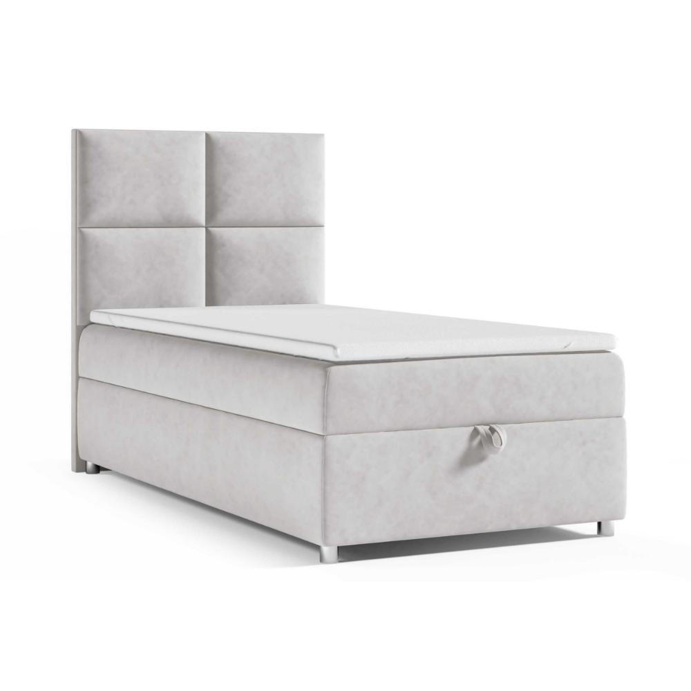 BOXBETT mit Bettkasten Trinity K-2 SINGLE Bonellfederkern inkl. Topper - Silberfarben, Holz/Holzwerkstoff (100/200cm) - Best For Home