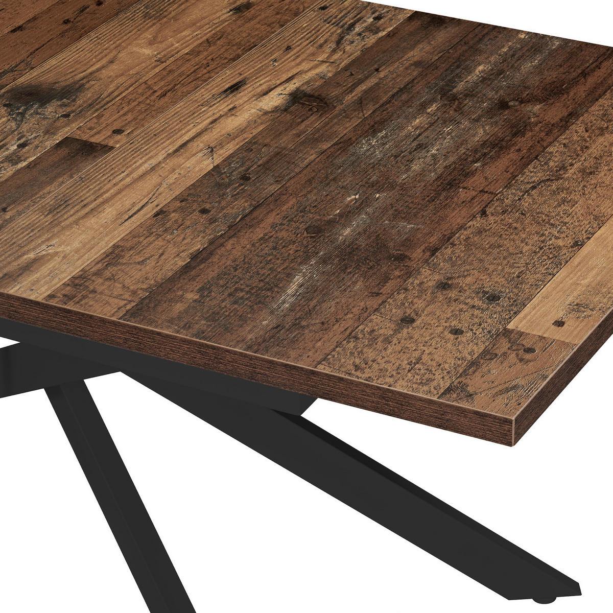 ESSTISCH LARS 120-160/80/76 cm Texas-Eiche - Schwarz/Braun, Holzwerkstoff/Metall (80/120/76cm) - B&D Home