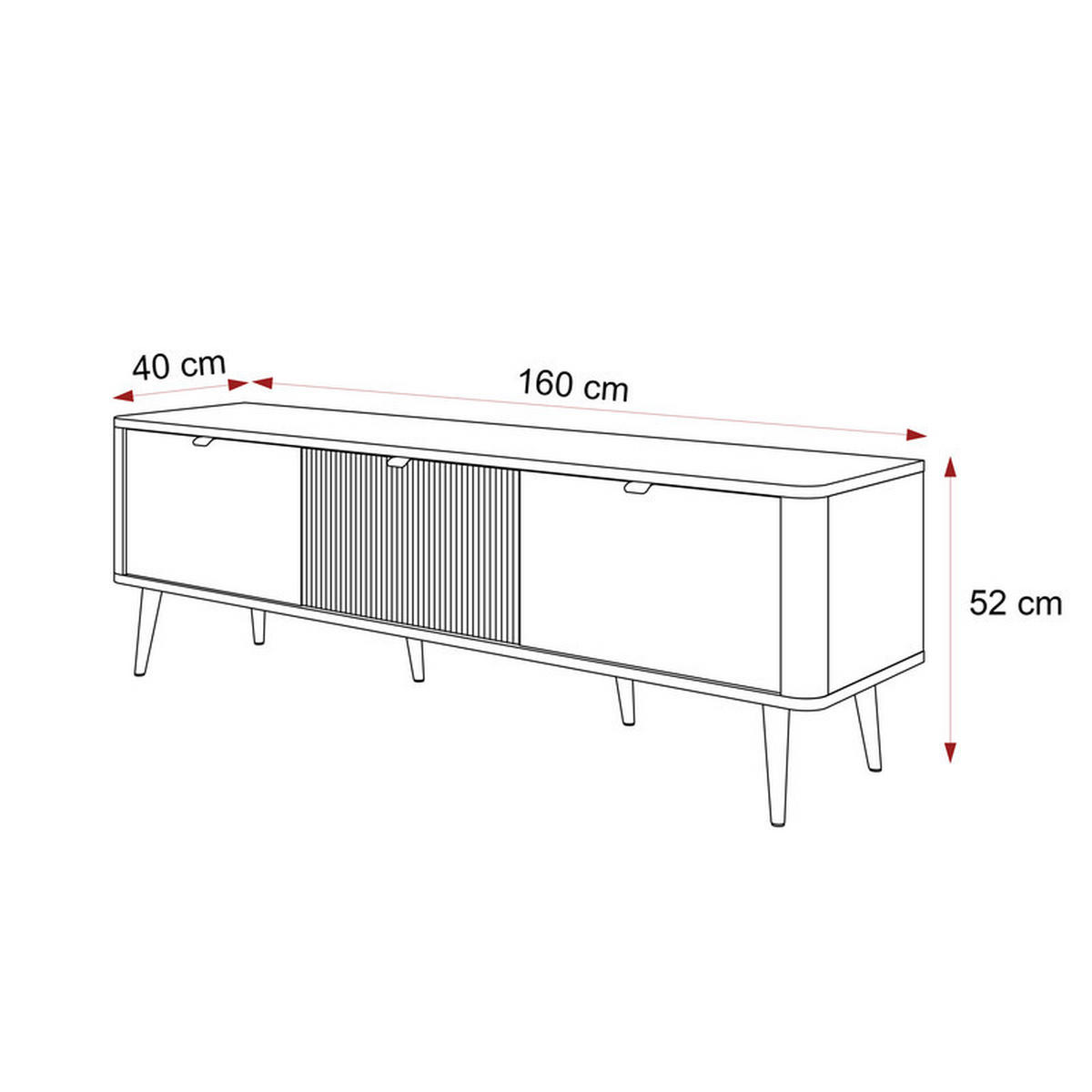 TV-LOWBOARD NAVANI stehend, 160 cm Kaschmir/Grau - Schwarz/Grau, Holzwerkstoff/Metall (160/52/40cm) - Idohome