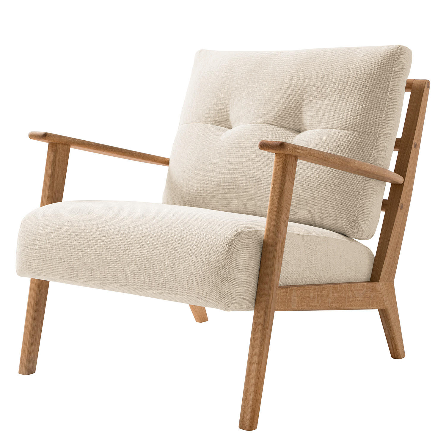 SESSEL - Beige/Braun, Eichenholz/Holz (83/80/75cm) - home24