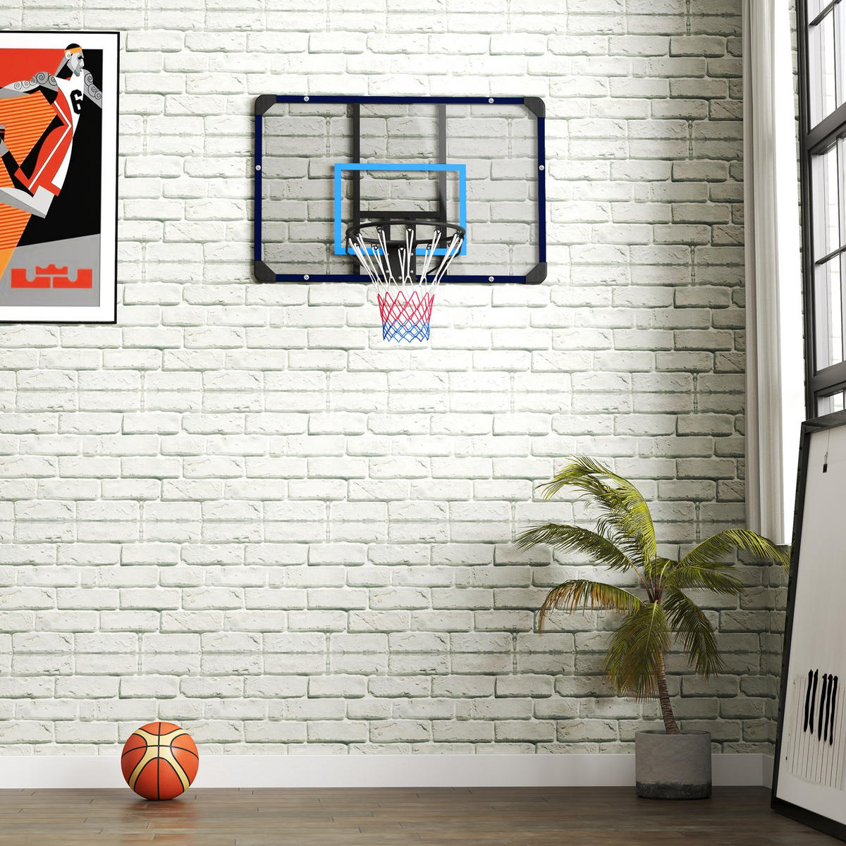 BASKETBALLKORB - Blau/Schwarz, Metall (61/113cm) - SPORTNOW