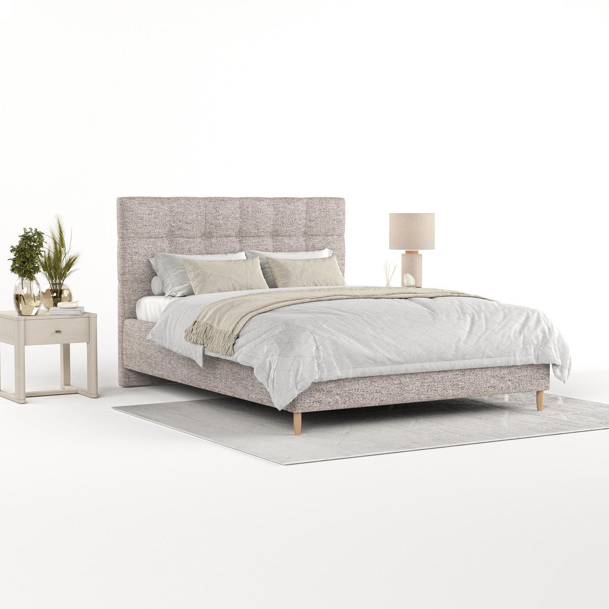 POLSTERBETT Cora 140/200 cm Beige im Neve Stoff - Beige/Naturfarben, Holz/Holzwerkstoff (140/200cm) - AltaBeds